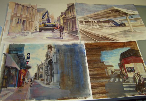 croquis vacances pivaut ville acrylique aquarelle