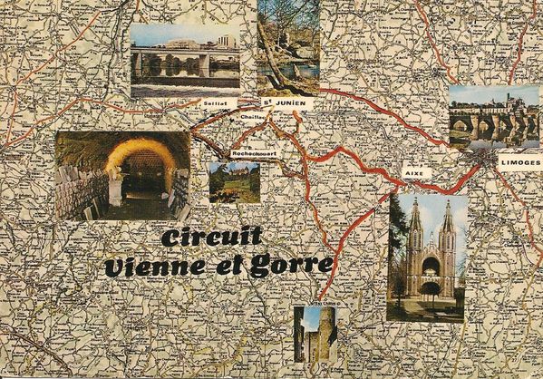 Cartes postales Map cards L Circuit Vienne et Gorre