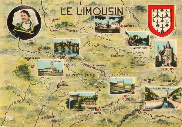 Cartes postales Map cards O Le Limousin