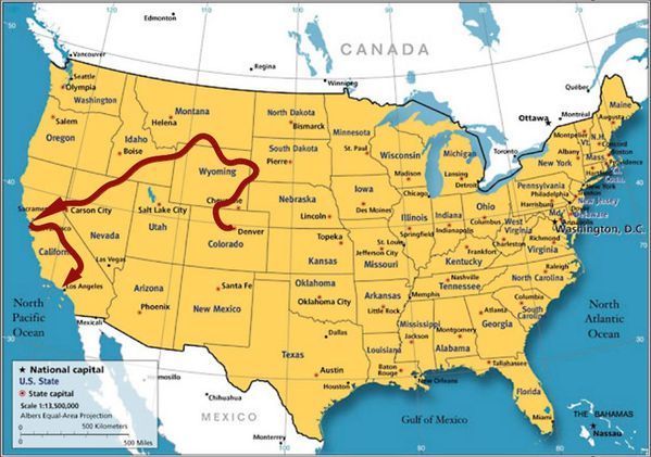 US map trajet