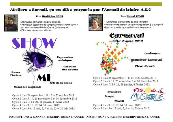 Dépliant ateliers Samedi, ça me dit 2011-2012 Impression
