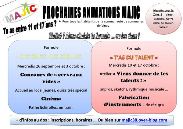 Prochaines animations MAJIC sept a oct 2012 P1