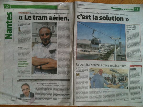 Le tram aérien c'est la solution Presse Ocean pages 10 et