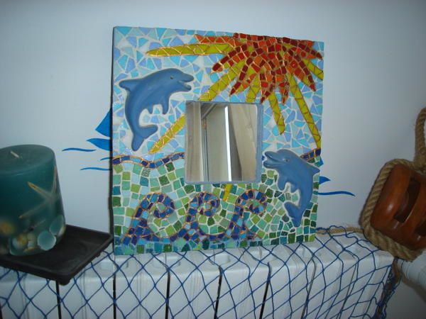 cadre dauphins mosaique