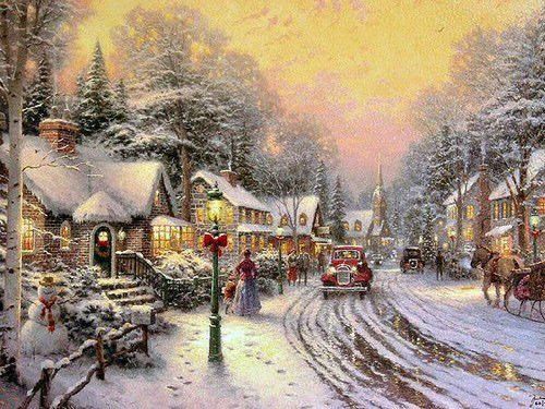 village sous la neige