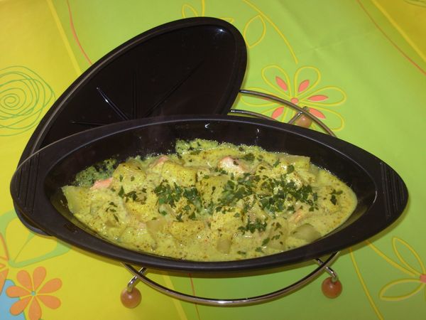 Curry de truite à l'ananas en papillotte