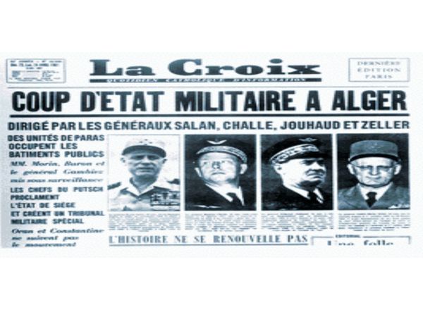 Le putsch d'Alger ... sert de trame à une fiction originale de Frank Chiche, diffusé le 1er février sur Arte - Le blog de Philippe Poisson