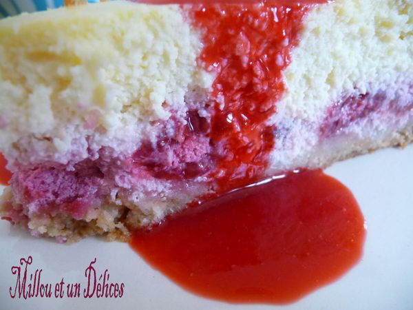 cheesecake ricotta framboises avec coulis de millou et un délices