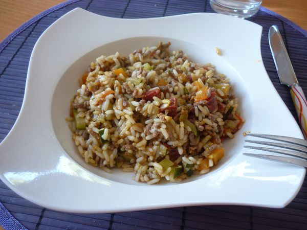 poelée de riz viande hachée
