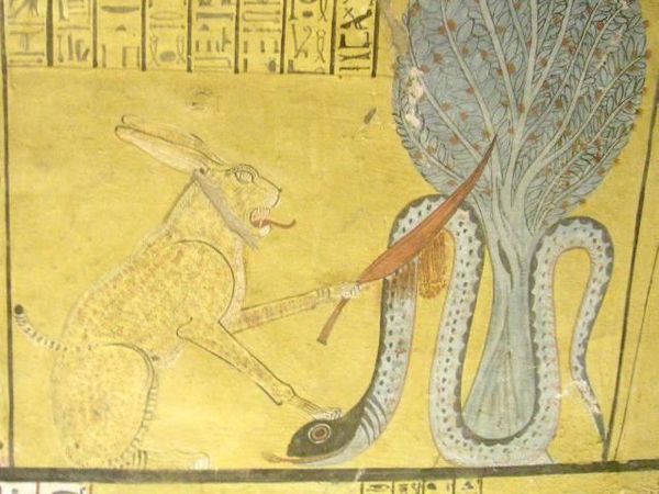 Ra tue Apep (scène du tombeau de Deir el-Medina)