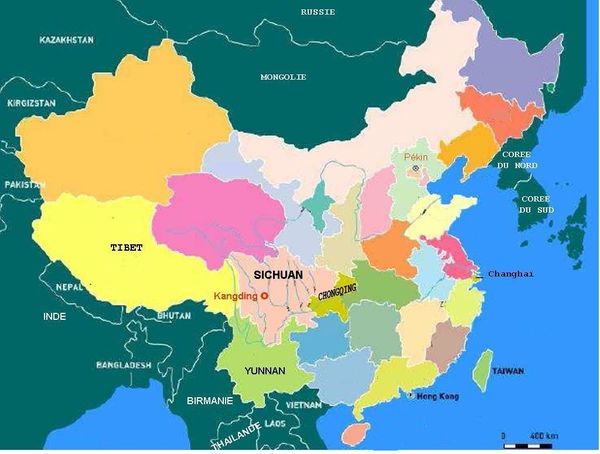 Carte des provinces de Chine Chine