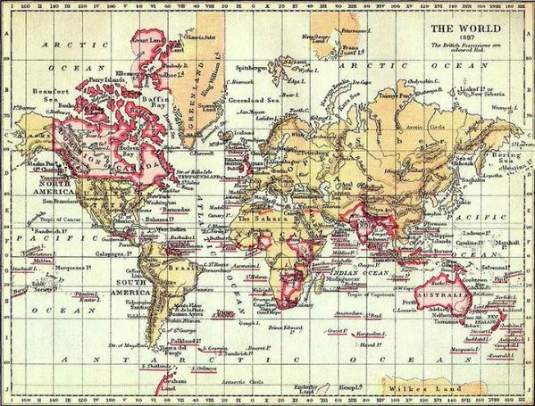 Carte Angleterre british empire 1897