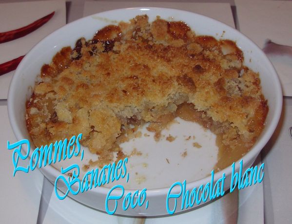 Crumble pommes, banane, coco, choco blanc3