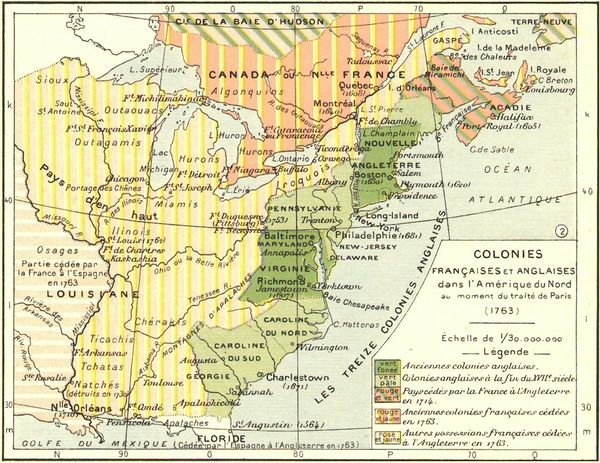 carte colies frnaçaises & anglaises au Traité Paris 1763