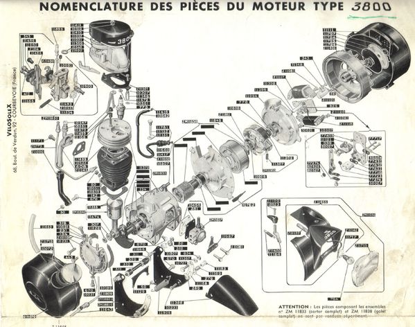 S 3800 Engine and Frame Diagrams - Solex 3800 USA by BrianSolex