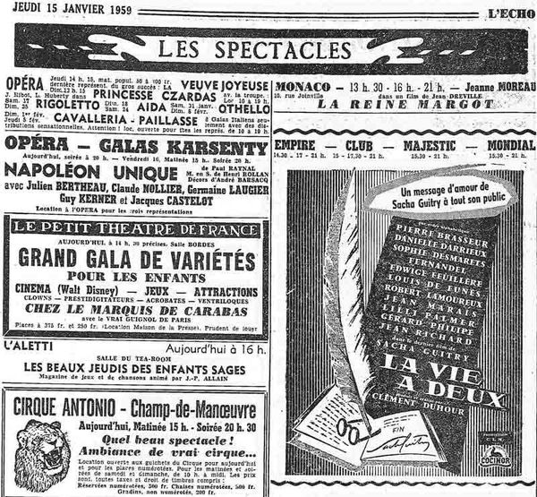 Spectacles janvier1959