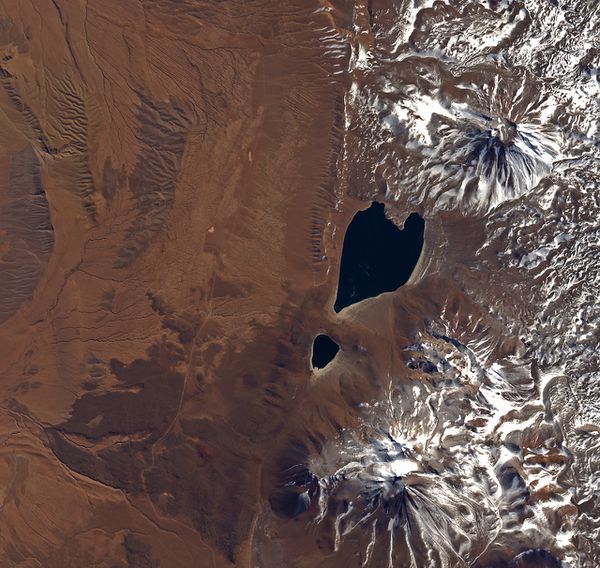 Miscanti lake and smaller Miñiques lake - Jaxa-ESA ALOS 30