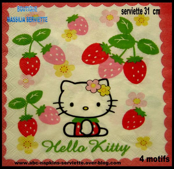 kitty fraise 4 fois cadre rouge 31 cm