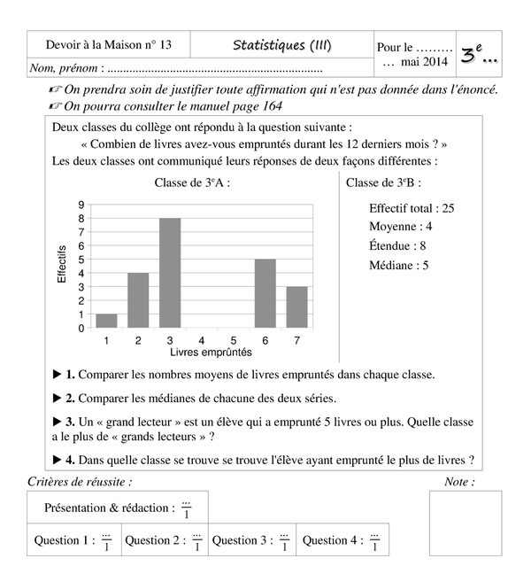 DM13 - 3e - Statistiques III