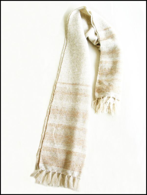 Hand-woven-wool-shawl-stole-beige-3
