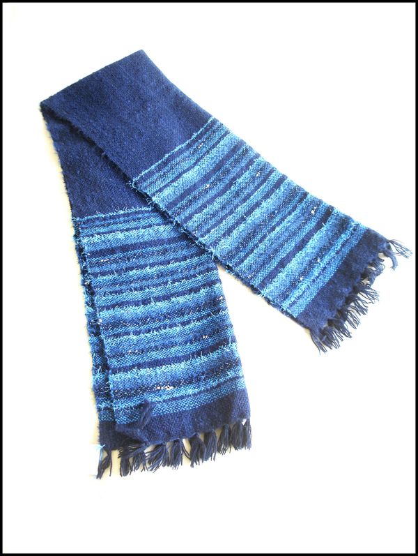 Hand-woven-wool-shawl-stole-blue-3