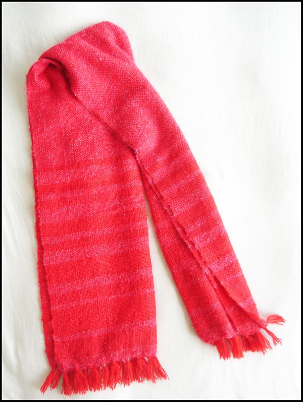 Hand-woven-wool-shawl-stole-red-3