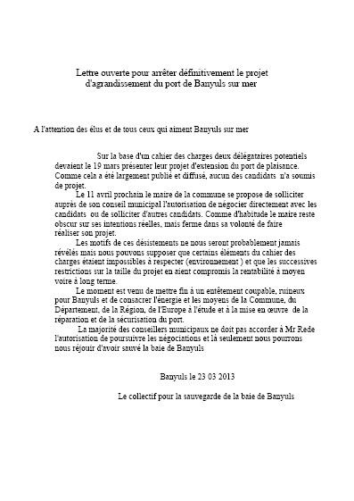 lettre ouverte port