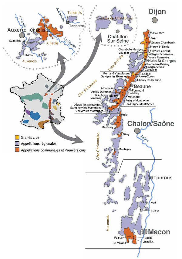Carte Vignoble Bourgogne
