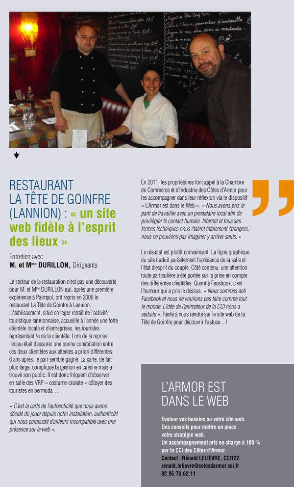 Site internet Restaurant La Tete de Goinfre Lannion par Reflet d'Expression