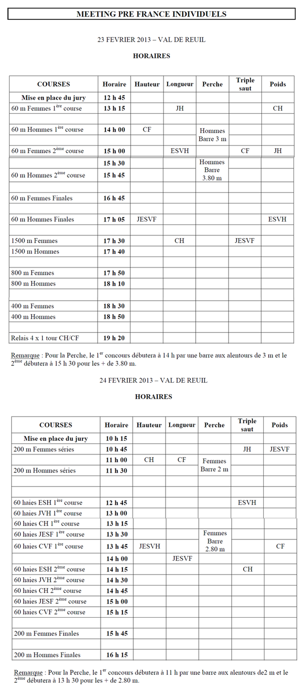 Programme et horaires Pré-France Val-de-Reuil