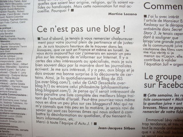 L’Actu Vue Par JSS dans Actualité Juive!