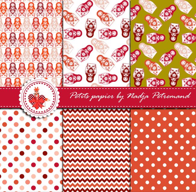 gratuit papier scrapbooking motif poupée russe rouge présentation Free printable patterned papers.jp
