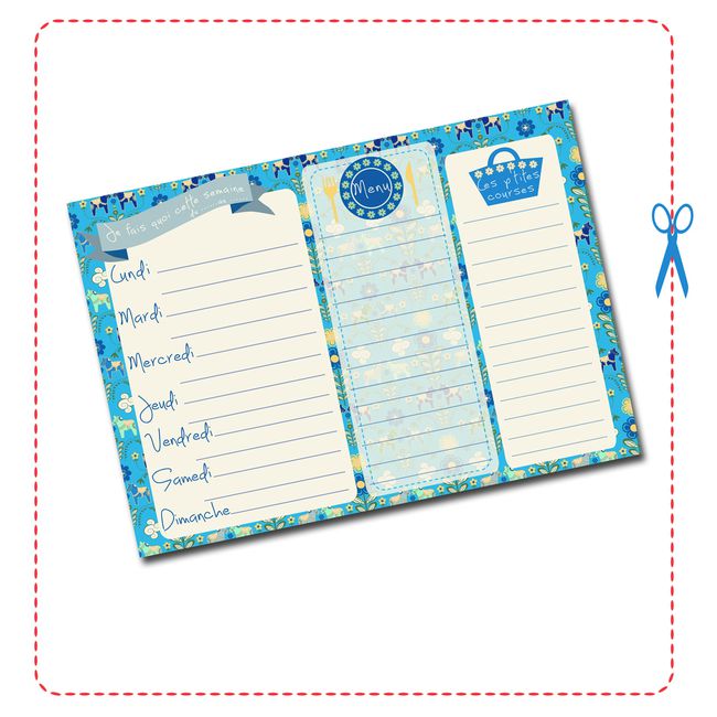 free printable semainier bleu gratuit