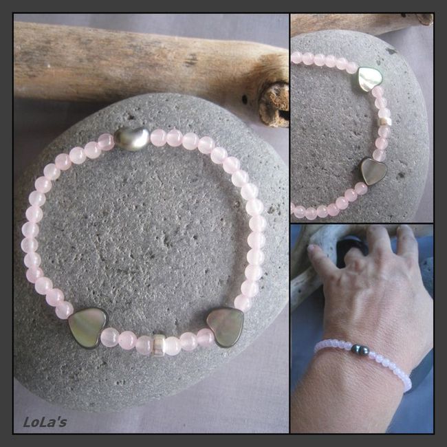 bracelet en quartz rose et keshis1