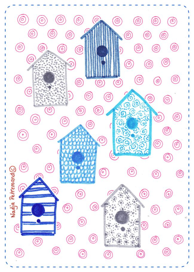 illustration bird house nichoir
