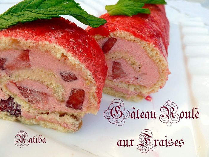 Gateau roulé aux fraises