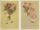 CP Fantaisie Lot de 2 cartes Enfants aux bouquets Début XXe
