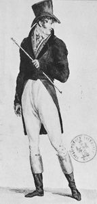 1808 mode - costume parisien homme + canne - La mésangièr