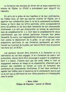 Appel des fidèles laïcs par Mgr Aillet
