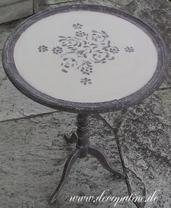 Beistelltisch Antik Tisch Patina Schwarz Rund Möbel Decopa