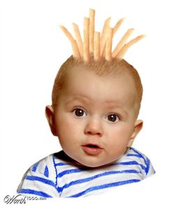 Frites sur tête bébé