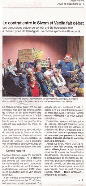 Ouest-France 18.12.14 Sivom Véolia