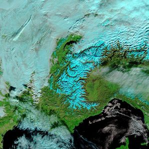 Terra - MODIS - Soleil - Grisaille - Alpes - Anticyclone -
