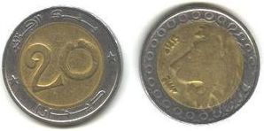ALGERIE 20 dinars 1 dinar=0.11€