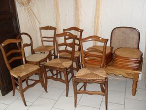 chaises en paille et cannées