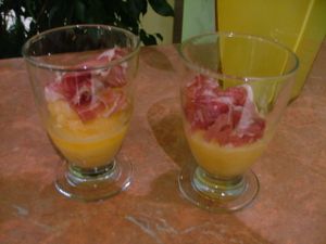 Sorbet melon et chiffonnade de coppa