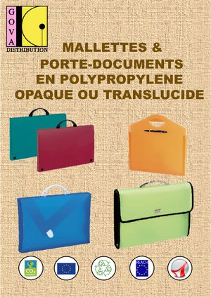 Catalogue mallettes porte documents polypro