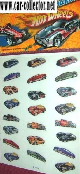 planche stickers hot wheels panini france.