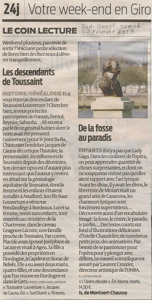 Isabelle de Montvert-Chaussy Sud-Ouest 23 fév 2013