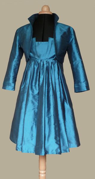 robe soie bleu pétrole Marie B 4